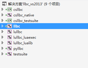 VS 项目列表